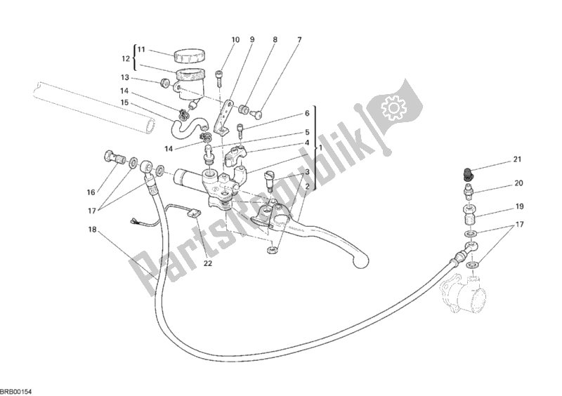 All parts for the Clutch Master Cylinder of the Ducati Monster S2R 1000 2007